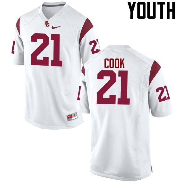 Youth #21 Jamel Cook USC Trojans College Football Jerseys-White